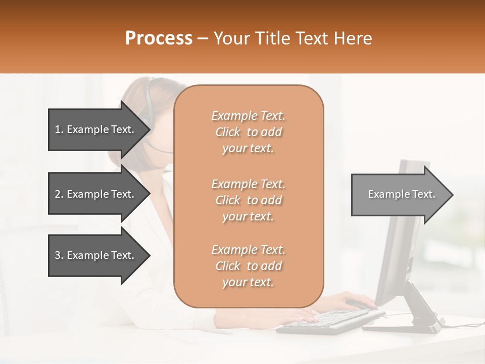 A Woman Wearing A Headset Using A Computer PowerPoint Template