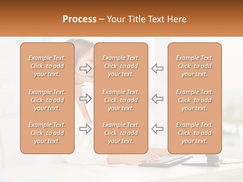 A Woman Wearing A Headset Using A Computer PowerPoint Template
