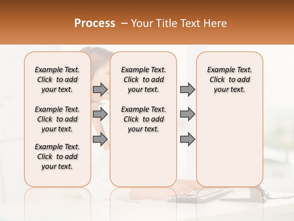 A Woman Wearing A Headset Using A Computer PowerPoint Template