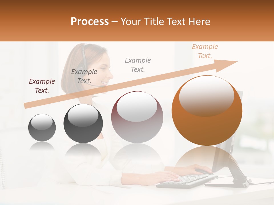 A Woman Wearing A Headset Using A Computer PowerPoint Template