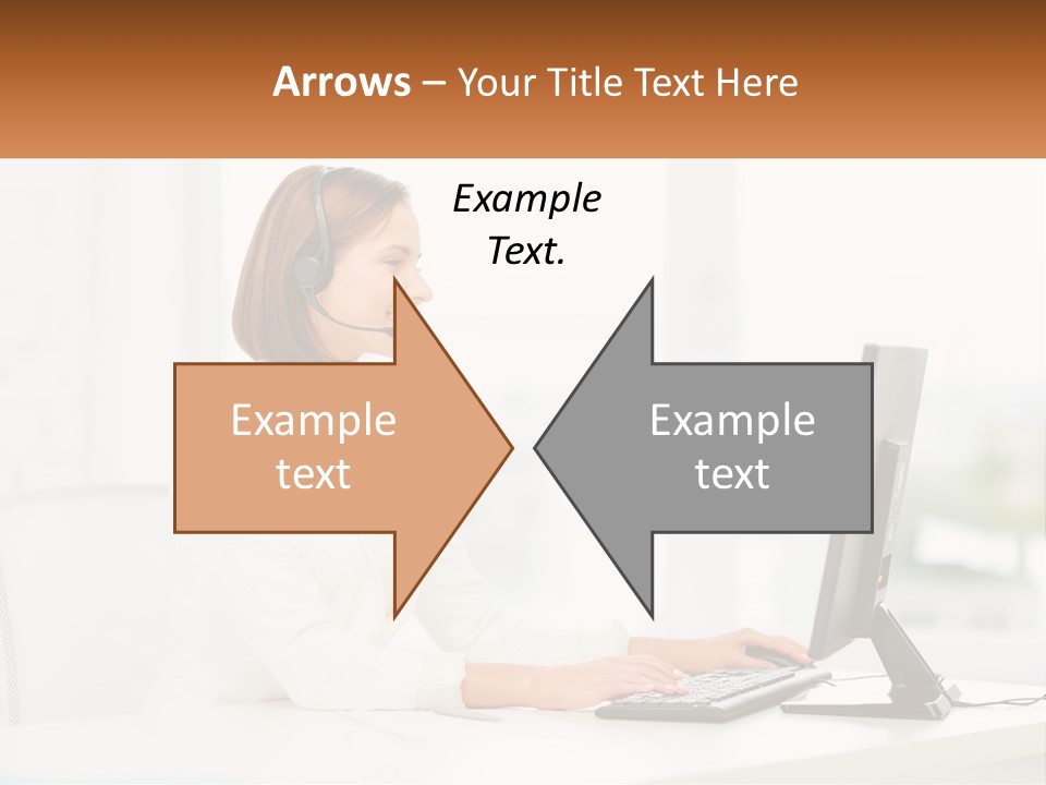 A Woman Wearing A Headset Using A Computer PowerPoint Template