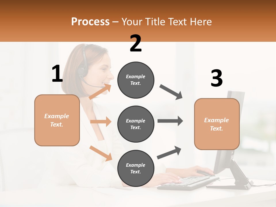 A Woman Wearing A Headset Using A Computer PowerPoint Template