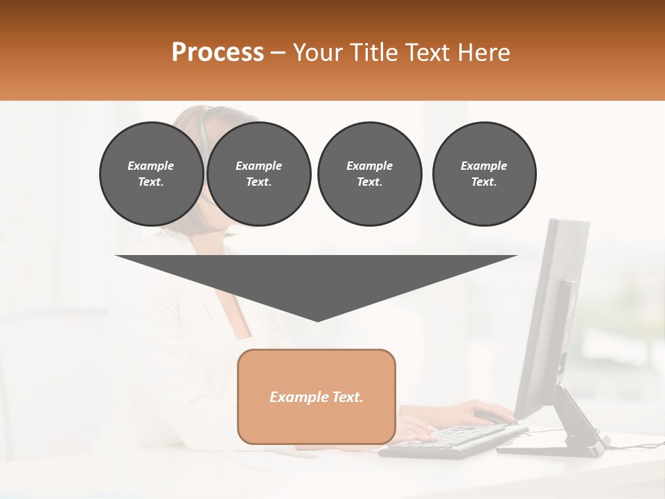 A Woman Wearing A Headset Using A Computer PowerPoint Template