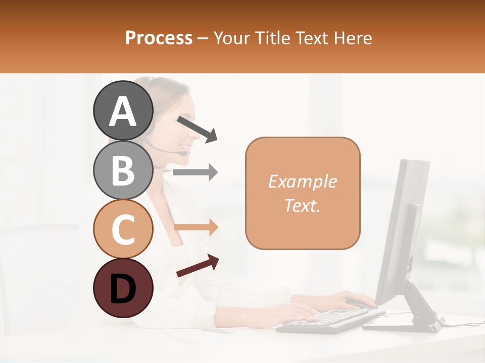 A Woman Wearing A Headset Using A Computer PowerPoint Template