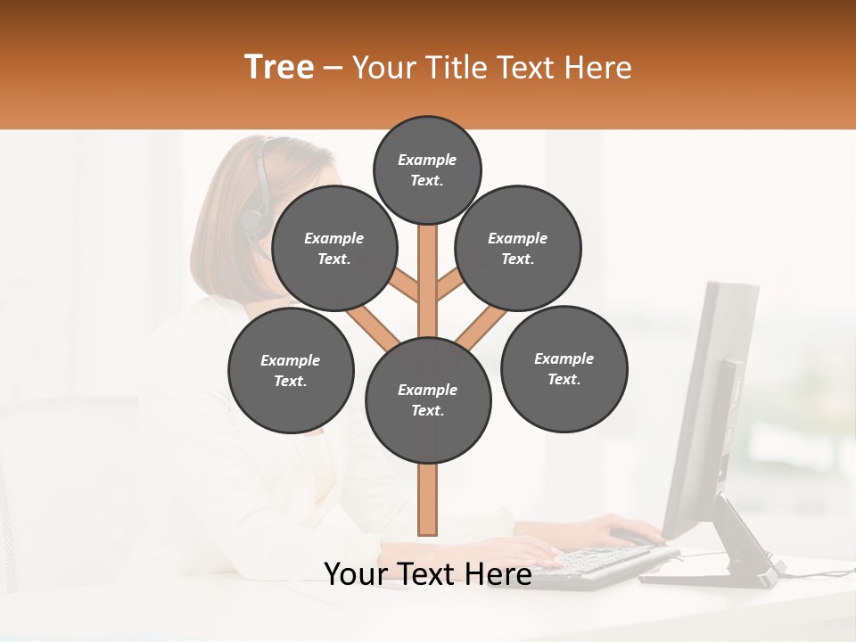 A Woman Wearing A Headset Using A Computer PowerPoint Template