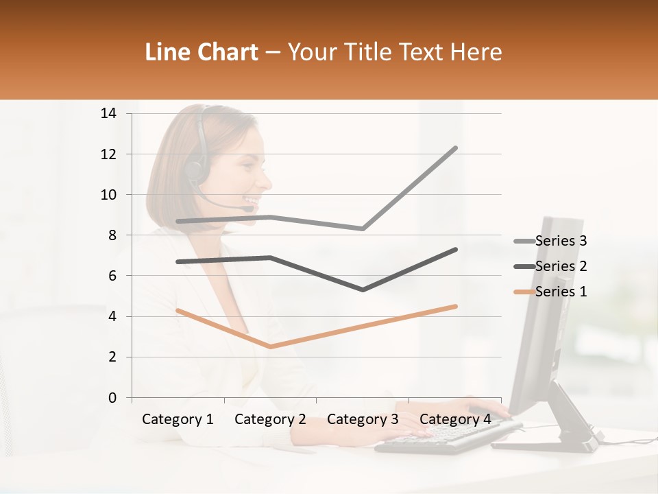 A Woman Wearing A Headset Using A Computer PowerPoint Template