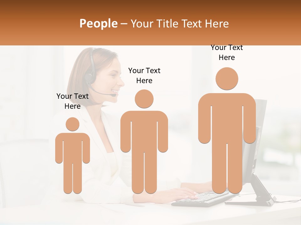 A Woman Wearing A Headset Using A Computer PowerPoint Template