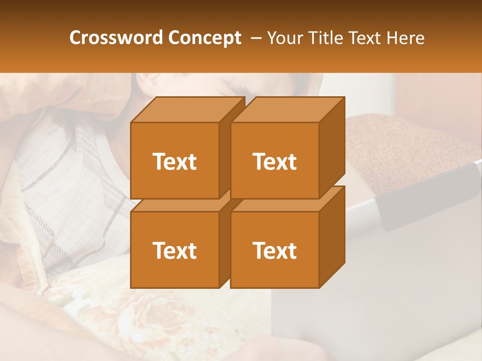 A Young Boy Laying In Bed Using A Laptop Computer PowerPoint Template
