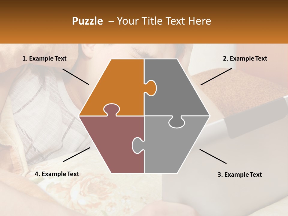 A Young Boy Laying In Bed Using A Laptop Computer PowerPoint Template