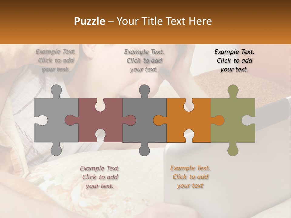 A Young Boy Laying In Bed Using A Laptop Computer PowerPoint Template