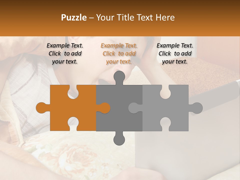 A Young Boy Laying In Bed Using A Laptop Computer PowerPoint Template