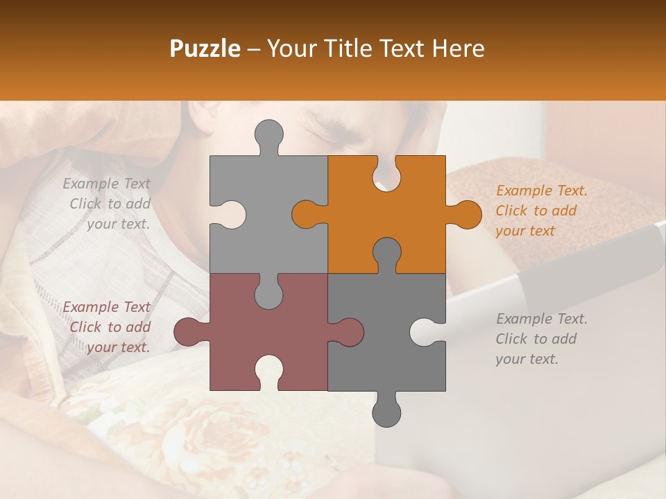 A Young Boy Laying In Bed Using A Laptop Computer PowerPoint Template