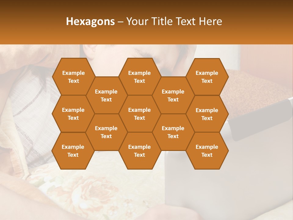 A Young Boy Laying In Bed Using A Laptop Computer PowerPoint Template