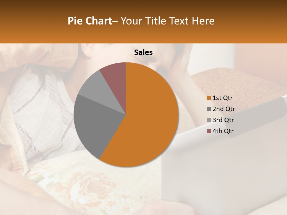 A Young Boy Laying In Bed Using A Laptop Computer PowerPoint Template