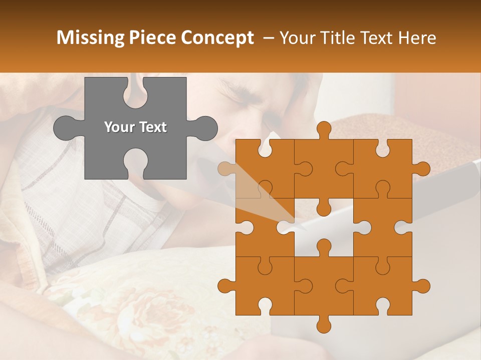 A Young Boy Laying In Bed Using A Laptop Computer PowerPoint Template