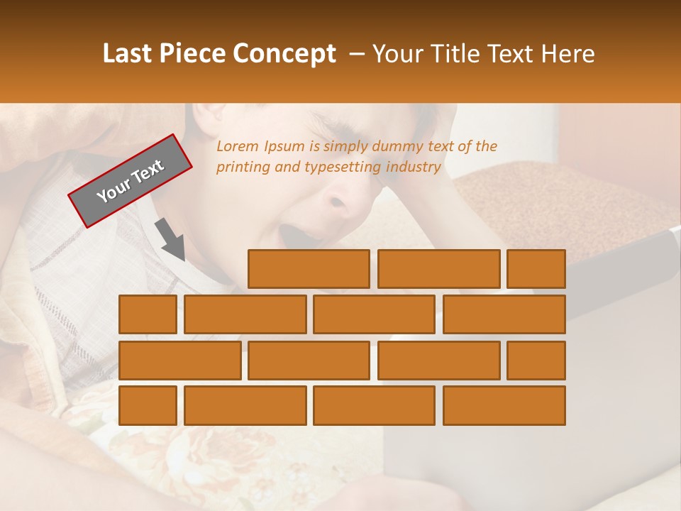 A Young Boy Laying In Bed Using A Laptop Computer PowerPoint Template