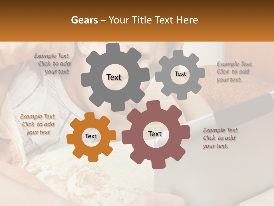 A Young Boy Laying In Bed Using A Laptop Computer PowerPoint Template