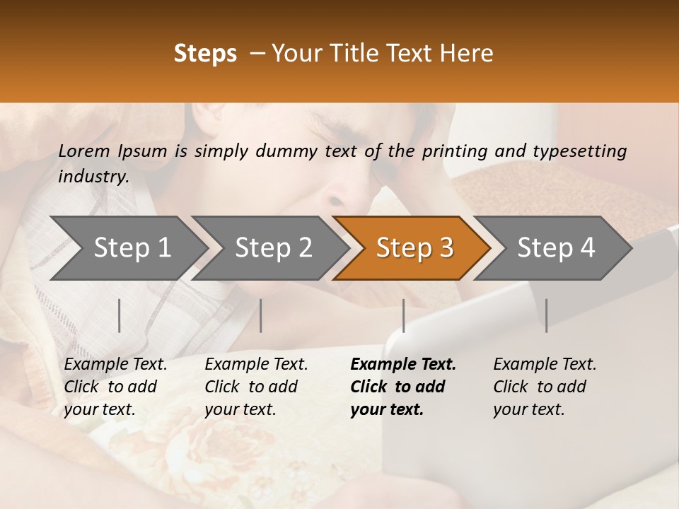 A Young Boy Laying In Bed Using A Laptop Computer PowerPoint Template