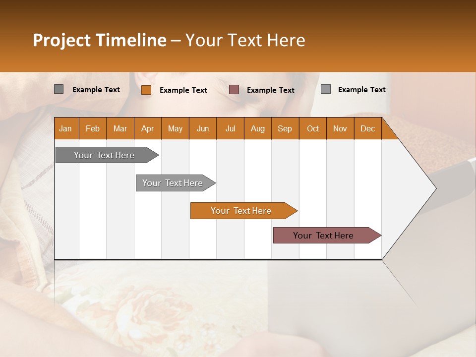A Young Boy Laying In Bed Using A Laptop Computer PowerPoint Template