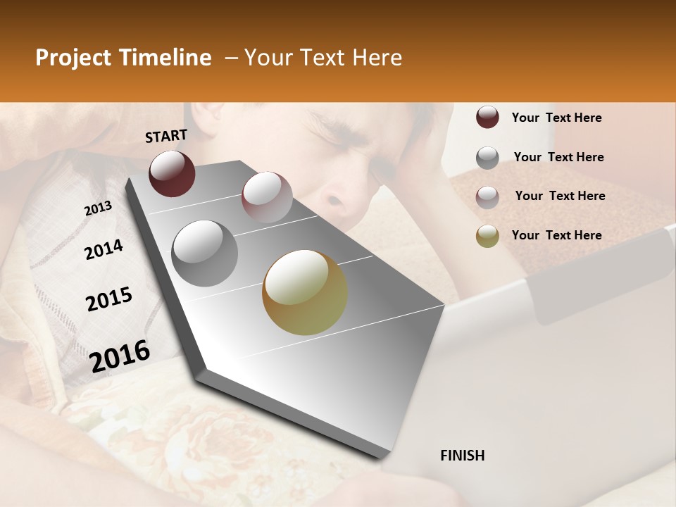 A Young Boy Laying In Bed Using A Laptop Computer PowerPoint Template