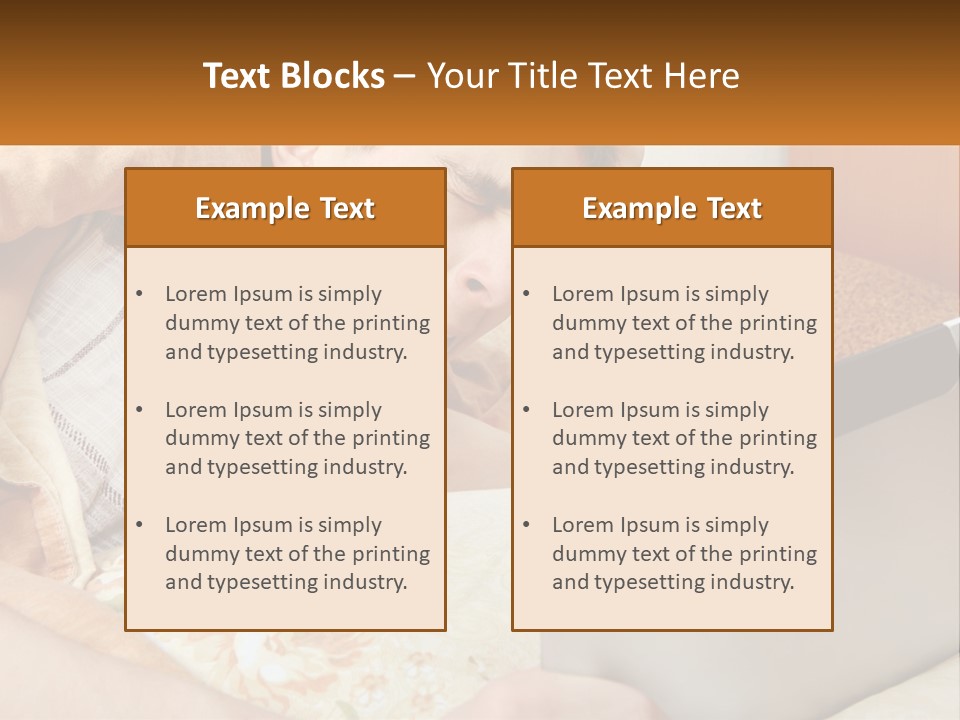 A Young Boy Laying In Bed Using A Laptop Computer PowerPoint Template