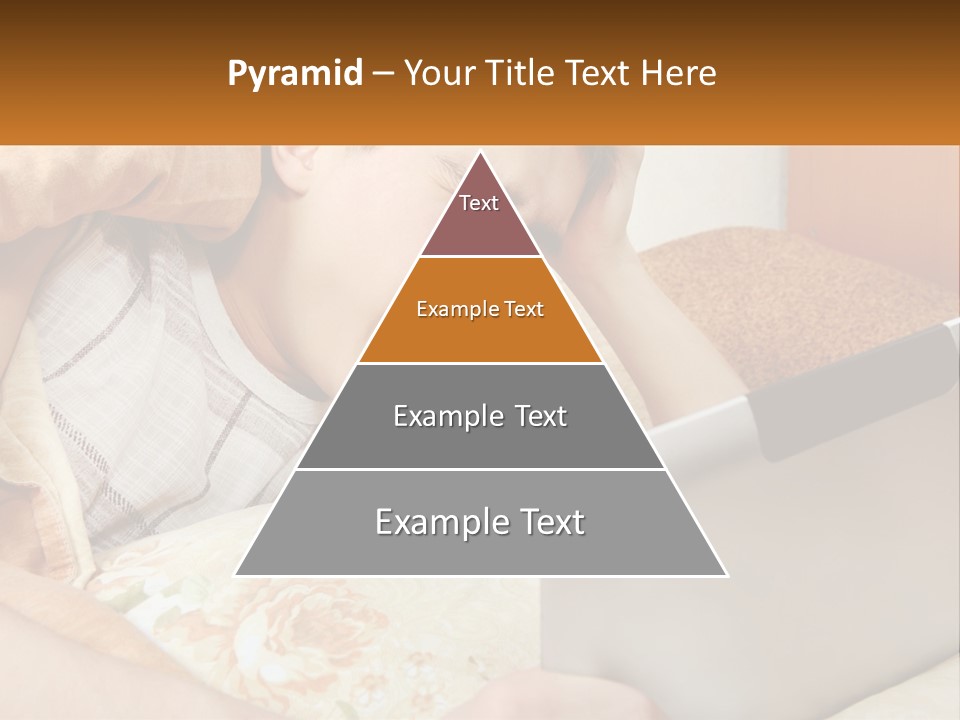 A Young Boy Laying In Bed Using A Laptop Computer PowerPoint Template