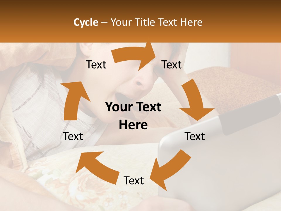 A Young Boy Laying In Bed Using A Laptop Computer PowerPoint Template