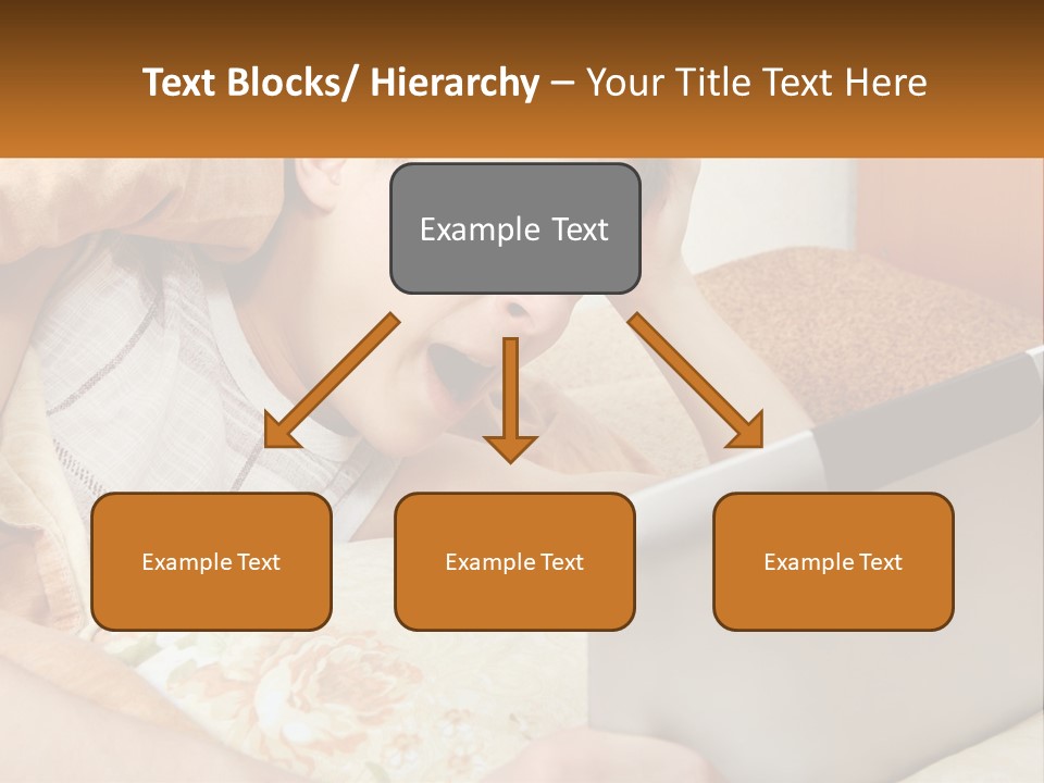 A Young Boy Laying In Bed Using A Laptop Computer PowerPoint Template