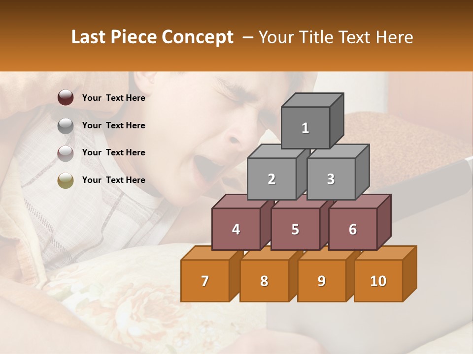 A Young Boy Laying In Bed Using A Laptop Computer PowerPoint Template