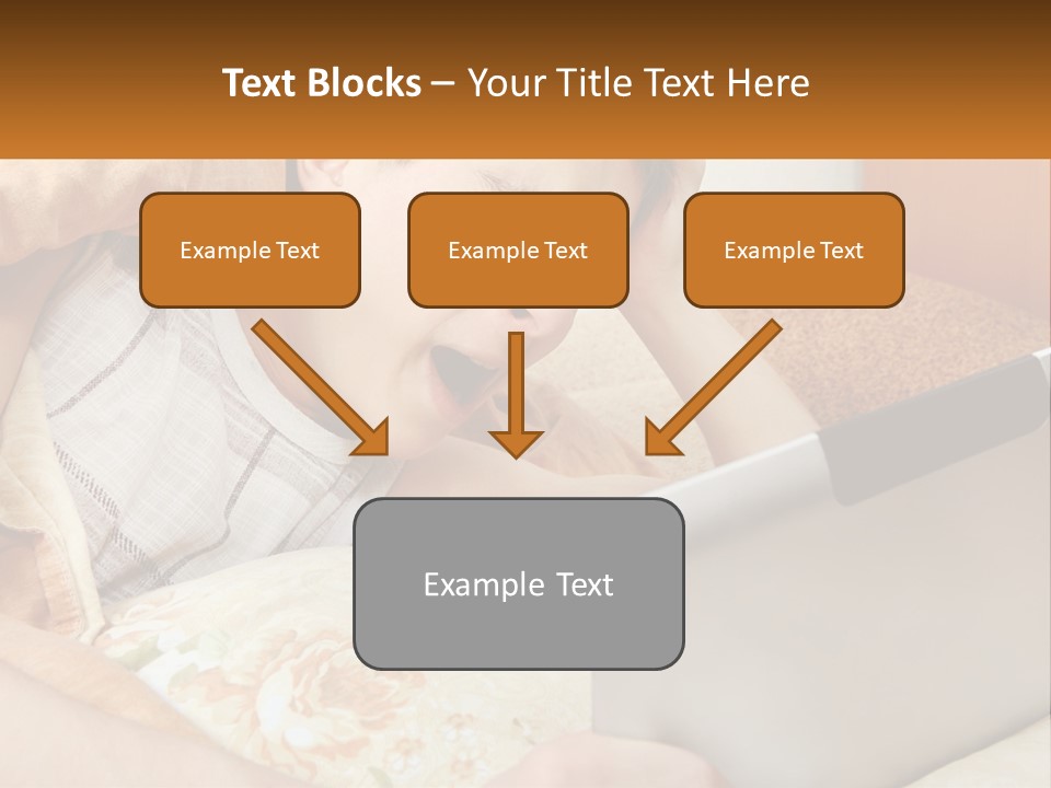 A Young Boy Laying In Bed Using A Laptop Computer PowerPoint Template