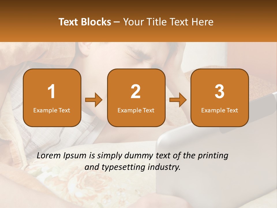 A Young Boy Laying In Bed Using A Laptop Computer PowerPoint Template