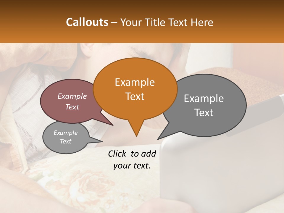 A Young Boy Laying In Bed Using A Laptop Computer PowerPoint Template