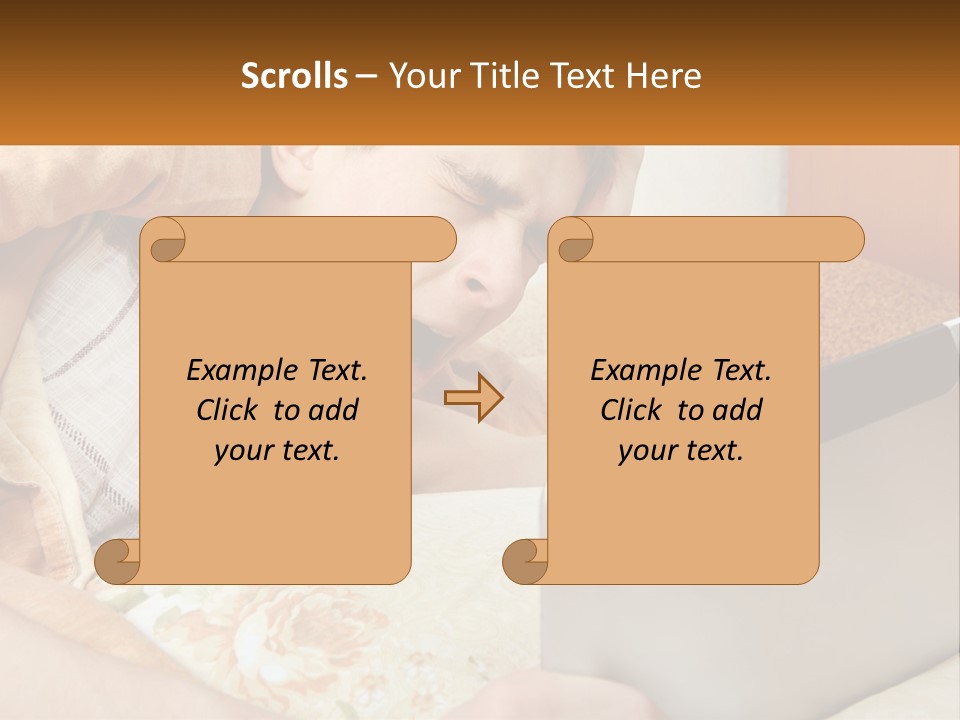 A Young Boy Laying In Bed Using A Laptop Computer PowerPoint Template