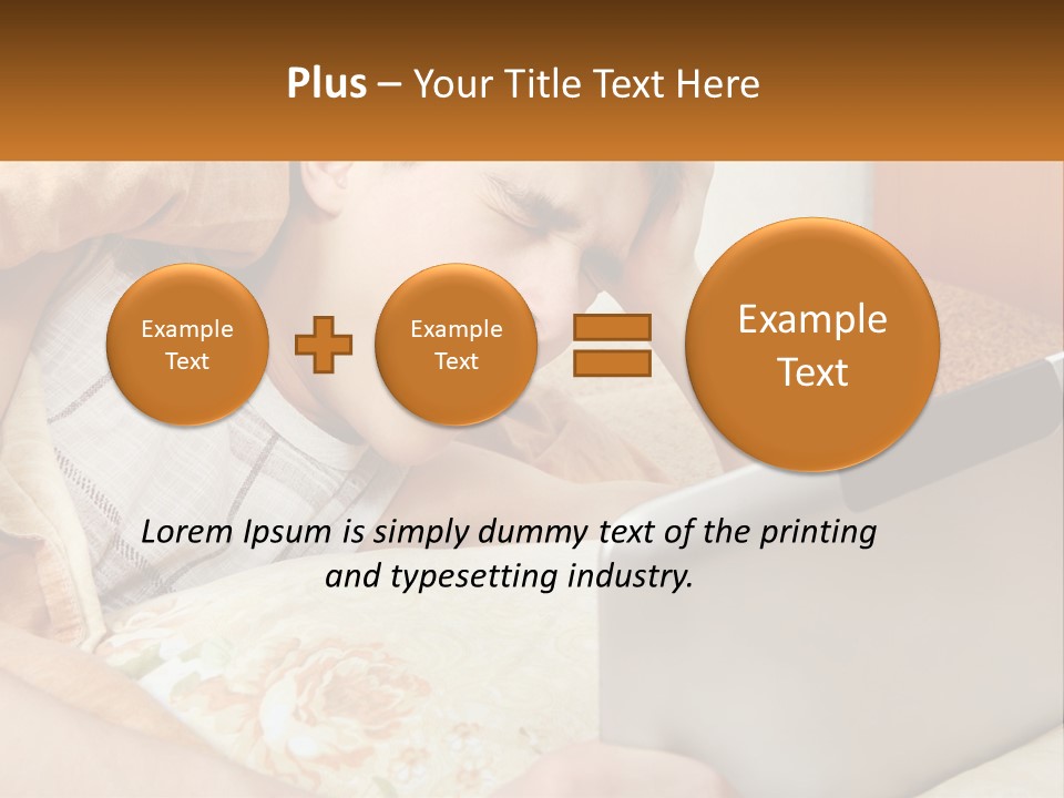 A Young Boy Laying In Bed Using A Laptop Computer PowerPoint Template