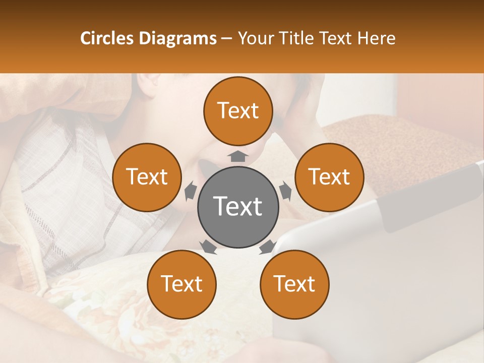 A Young Boy Laying In Bed Using A Laptop Computer PowerPoint Template