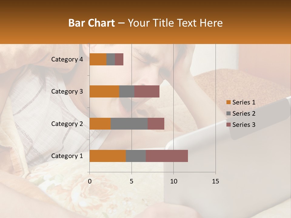 A Young Boy Laying In Bed Using A Laptop Computer PowerPoint Template