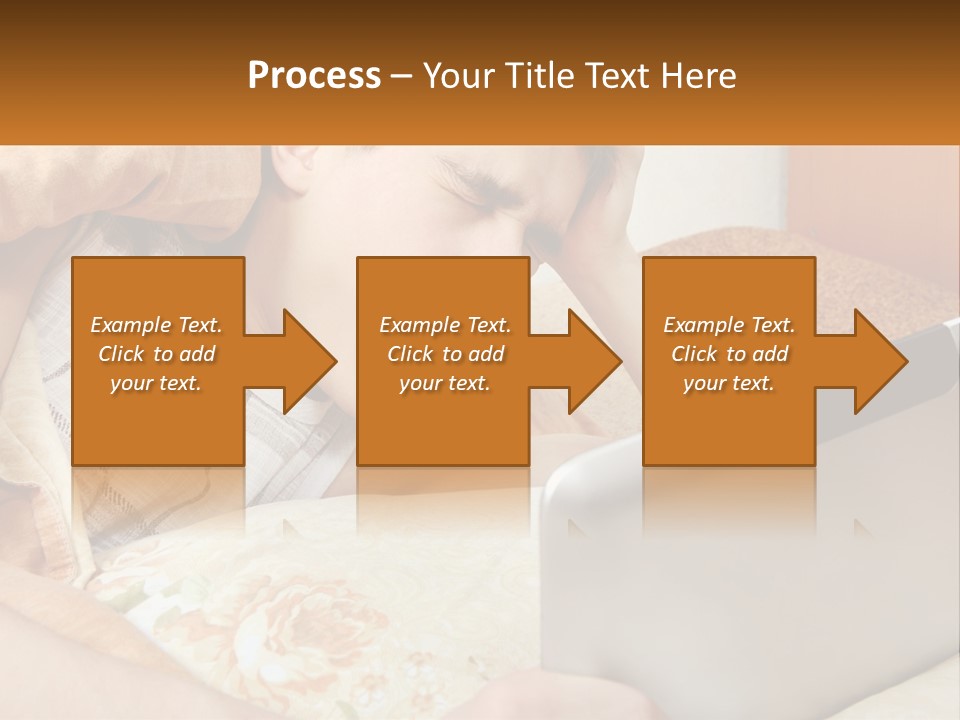A Young Boy Laying In Bed Using A Laptop Computer PowerPoint Template