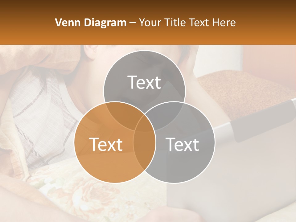 A Young Boy Laying In Bed Using A Laptop Computer PowerPoint Template