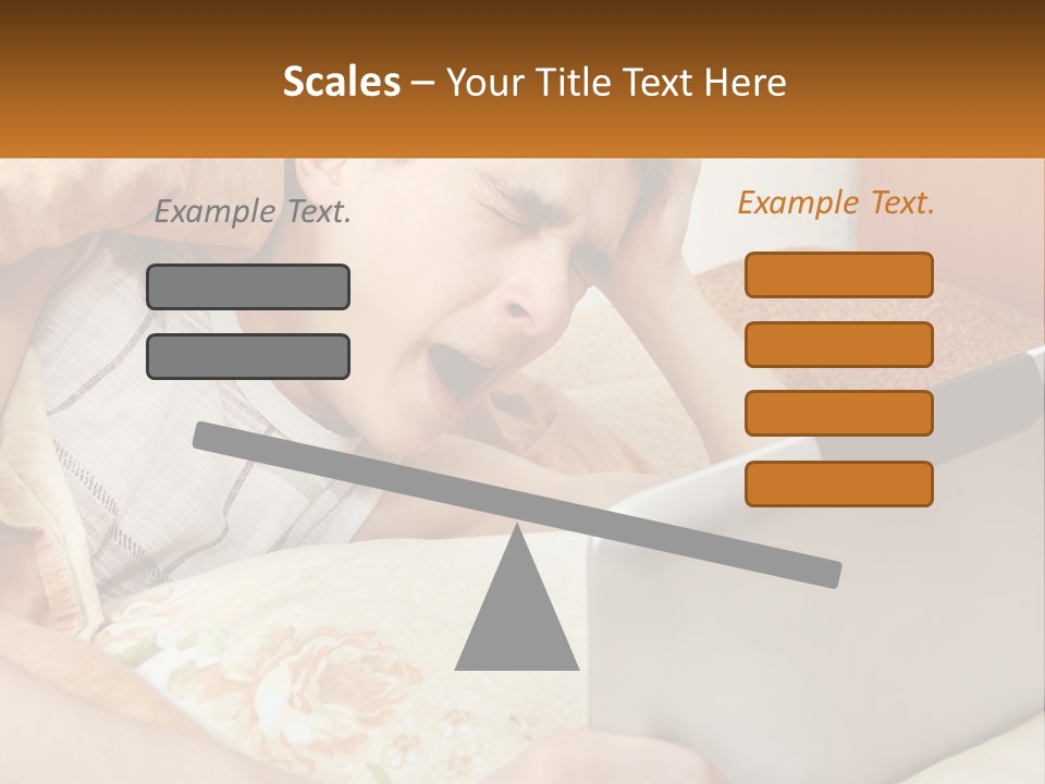 A Young Boy Laying In Bed Using A Laptop Computer PowerPoint Template