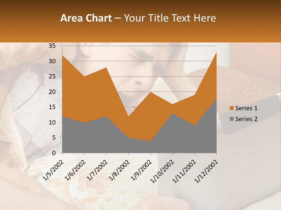 A Young Boy Laying In Bed Using A Laptop Computer PowerPoint Template