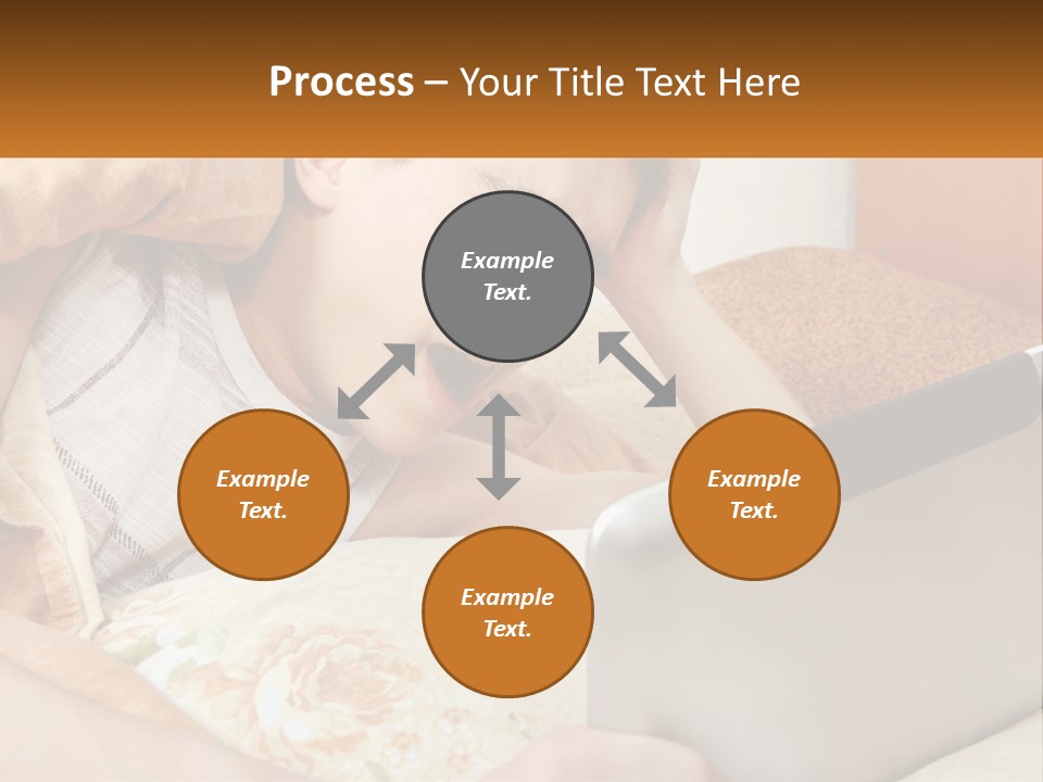 A Young Boy Laying In Bed Using A Laptop Computer PowerPoint Template