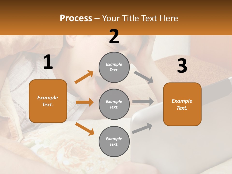 A Young Boy Laying In Bed Using A Laptop Computer PowerPoint Template