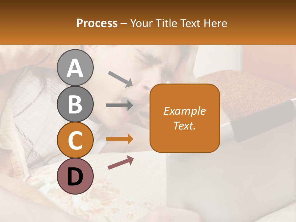 A Young Boy Laying In Bed Using A Laptop Computer PowerPoint Template