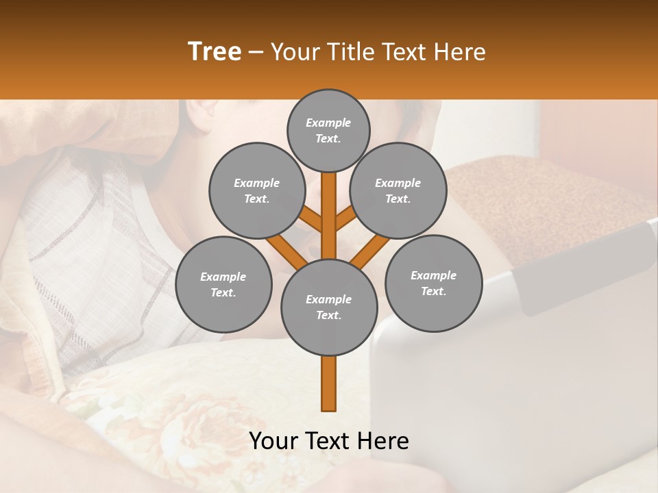 A Young Boy Laying In Bed Using A Laptop Computer PowerPoint Template