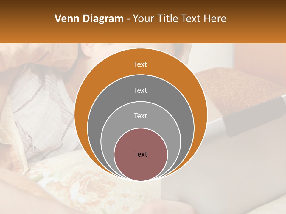 A Young Boy Laying In Bed Using A Laptop Computer PowerPoint Template