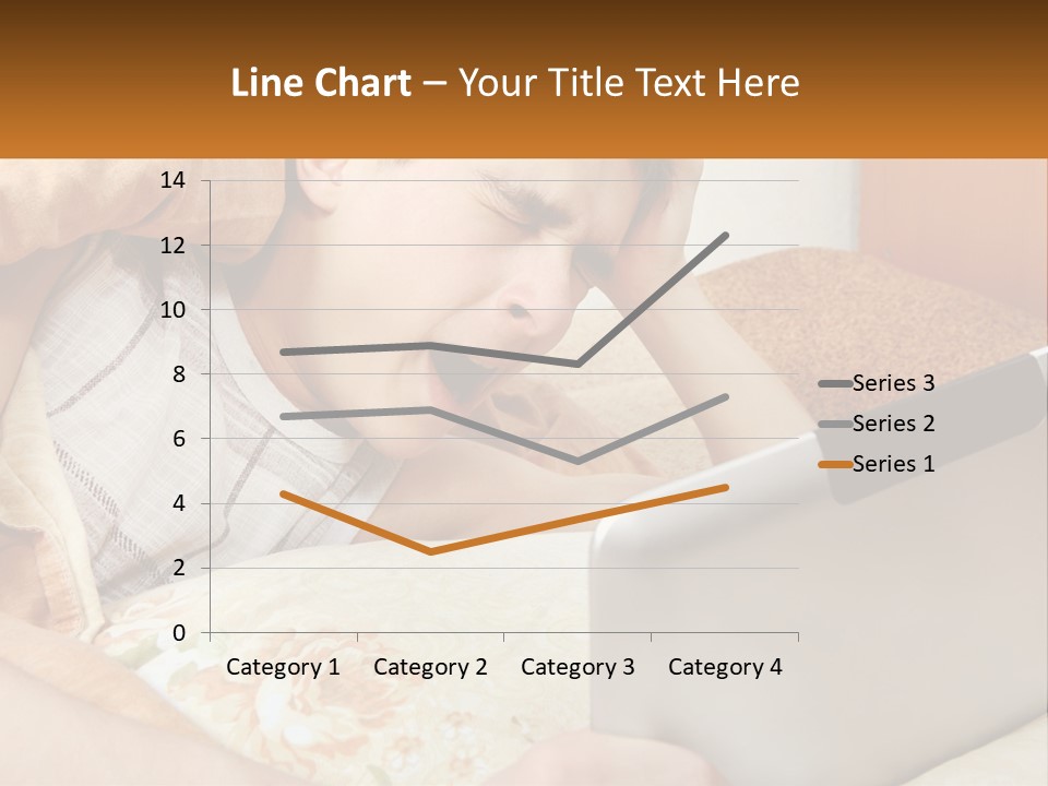 A Young Boy Laying In Bed Using A Laptop Computer PowerPoint Template
