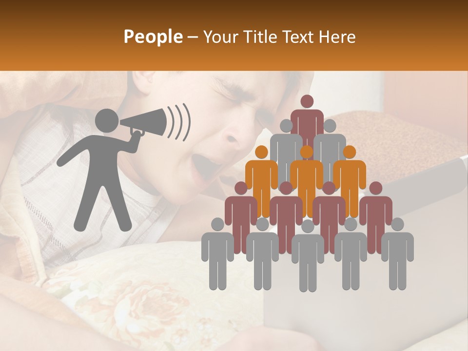 A Young Boy Laying In Bed Using A Laptop Computer PowerPoint Template