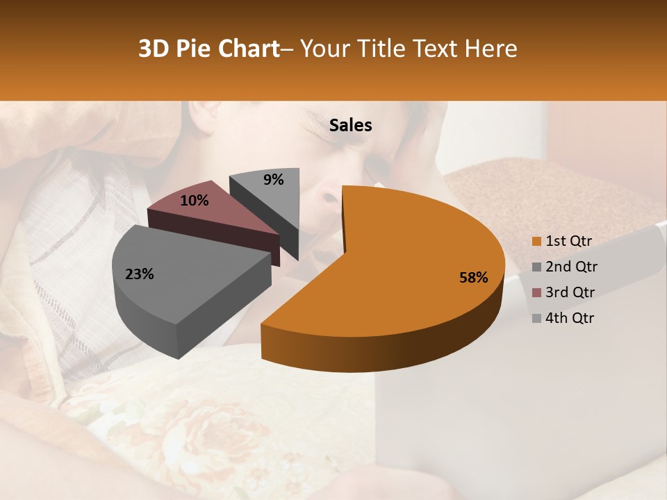A Young Boy Laying In Bed Using A Laptop Computer PowerPoint Template