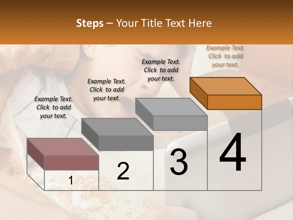 A Young Boy Laying In Bed Using A Laptop Computer PowerPoint Template