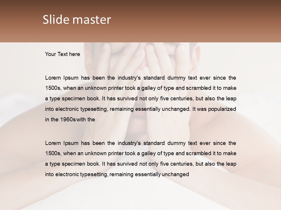 A Man Covering His Face With His Hands PowerPoint Template